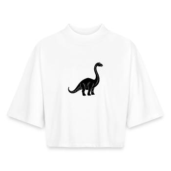 Brontosaure dinosaure - T-shirt femme coupe boxy recyclé manches mi-longues Stanley/Stella - blanc - Devant - AI Model Female 172 dark (172cm)