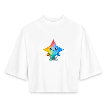 Süßer Gemini-Star-Maskottchen-Aufkleber - Boxy Frauen Recyceltes 1/2 Sleeved T-Shirt by Stanley/Stella - Weiß - Vorne - AI Model Female 172 dark (172cm)