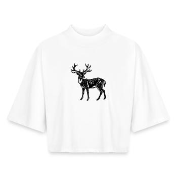Hirsche - Boxy Frauen Recyceltes 1/2 Sleeved T-Shirt by Stanley/Stella - Weiß - Vorne - AI Model Female 172 dark (172cm)