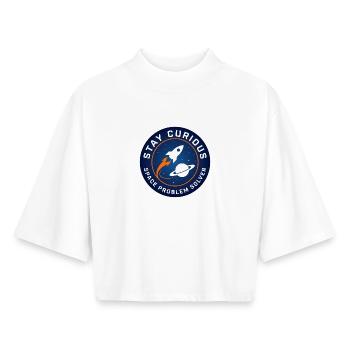 Bleib Neugierig: Raumabenteuer - Boxy Frauen Recyceltes 1/2 Sleeved T-Shirt by Stanley/Stella - Weiß - Vorne - AI Model Female 172 dark (172cm)