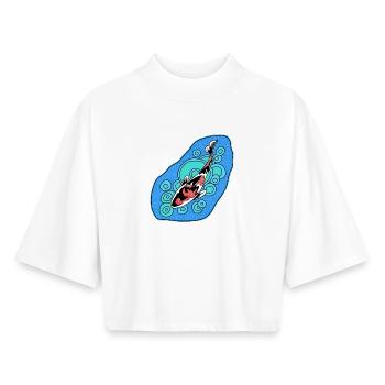 Koi Azure Spiral - Boxy Women's Recycled 1/2 Sleeved T-Shirt by Stanley/Stella - white - Front - AI Model Female 172 dark (172cm)