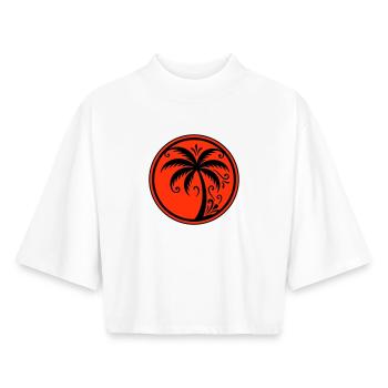 Palm tree icon beach - Boxy Women's Recycled 1/2 Sleeved T-Shirt by Stanley/Stella - white - Front - AI Model Female 172 dark (172cm)