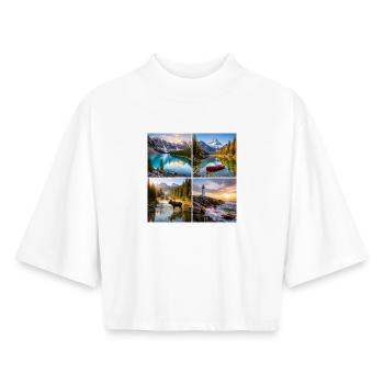 Alpine Natur-Landschaften Collage - Boxy Frauen Recyceltes 1/2 Sleeved T-Shirt by Stanley/Stella - Weiß - Vorne - AI Model Female 172 dark (172cm)