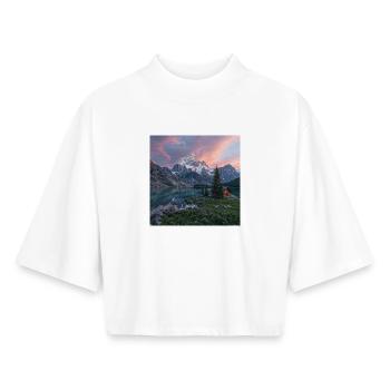 Alpenbergsee Sonnenuntergang - Boxy Frauen Recyceltes 1/2 Sleeved T-Shirt by Stanley/Stella - Weiß - Vorne - AI Model Female 172 dark (172cm)