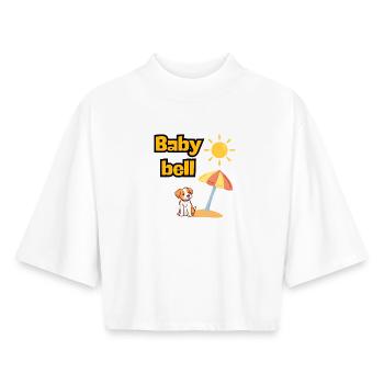 BABY BELL, MÂLE MODE FÊTES DE JEUNE FILLE EN MARCHE ! VACANCES DE L’ALCOOL - T-shirt femme coupe boxy recyclé manches mi-longues Stanley/Stella - blanc - Devant - AI Model Female 172 dark (172cm)
