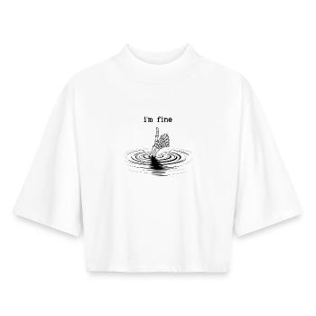 Daumen Hoch aus Wasserkreisen Mir gehts gut - Boxy Frauen Recyceltes 1/2 Sleeved T-Shirt by Stanley/Stella - Weiß - Vorne - AI Model Female 172 dark (172cm)