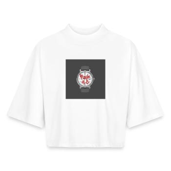 9 to 5 Arbeit nervt Uhr Statement Design - Boxy Frauen Recyceltes 1/2 Sleeved T-Shirt by Stanley/Stella - Weiß - Vorne - AI Model Female 172 dark (172cm)