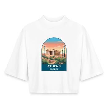 Athens Greece Vintage Travel Poster Art - Boxy Women's Recycled 1/2 Sleeved T-Shirt by Stanley/Stella - white - Front - AI Model Female 172 dark (172cm)