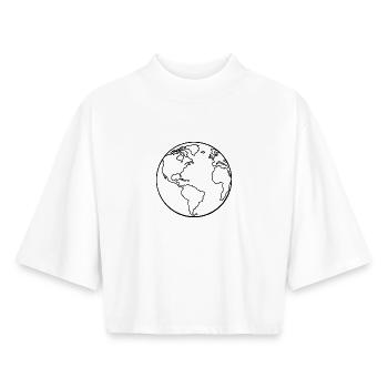 Earth Outline - Boxy Women's Recycled 1/2 Sleeved T-Shirt by Stanley/Stella - white - Front - AI Model Female 172 dark (172cm)