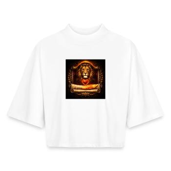 Cœur de Lion & Plume de Phénix - T-shirt femme coupe boxy recyclé manches mi-longues Stanley/Stella - blanc - Devant - AI Model Female 172 dark (172cm)