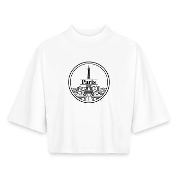 Paris - T-shirt femme coupe boxy recyclé manches mi-longues Stanley/Stella - blanc - Devant - AI Model Female 172 dark (172cm)