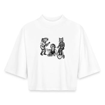 Whimsical Animal Trio Parade - Boxy Women's Recycled 1/2 Sleeved T-Shirt by Stanley/Stella - white - Front - AI Model Female 172 dark (172cm)