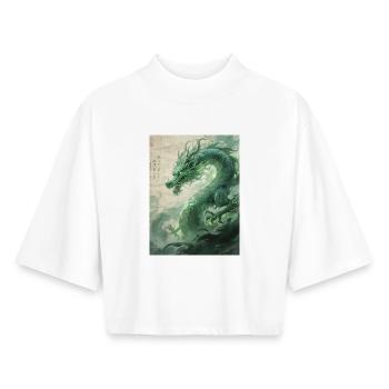 Le Gardien d'Émeraude : Qinglong - Force Éternelle - T-shirt femme coupe boxy recyclé manches mi-longues Stanley/Stella - blanc - Devant - AI Model Female 172 dark (172cm)