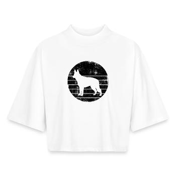 Berger allemand - T-shirt femme coupe boxy recyclé manches mi-longues Stanley/Stella - blanc - Devant - AI Model Female 172 dark (172cm)