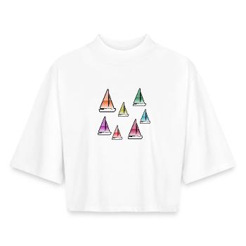 Sail - Boxy Women's Recycled 1/2 Sleeved T-Shirt by Stanley/Stella - white - Front - AI Model Female 172 dark (172cm)