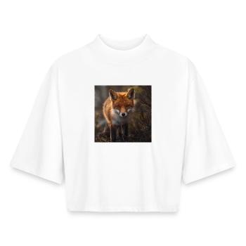 Fuchs in einer Waldlichtung - Boxy Frauen Recyceltes 1/2 Sleeved T-Shirt by Stanley/Stella - Weiß - Vorne - AI Model Female 172 dark (172cm)