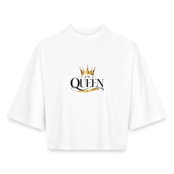 Je suis une Reine - Couronne d’Or - T-shirt femme coupe boxy recyclé manches mi-longues Stanley/Stella - blanc - Devant - AI Model Female 172 dark (172cm)
