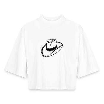 Chapeau de cow-boy - T-shirt femme coupe boxy recyclé manches mi-longues Stanley/Stella - blanc - Devant - AI Model Female 172 dark (172cm)