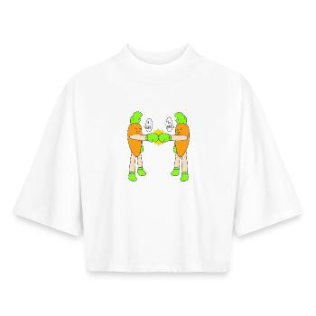 Carrot fist bump - Boxy Women's Recycled 1/2 Sleeved T-Shirt by Stanley/Stella - white - Front - AI Model Female 172 dark (172cm)