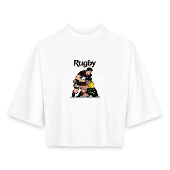 rugby sport - Boxy Women's Recycled 1/2 Sleeved T-Shirt by Stanley/Stella - white - Front - AI Model Female 172 dark (172cm)