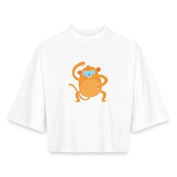 Stupsnasenaffe Affe Schimpanse - Boxy Frauen Recyceltes 1/2 Sleeved T-Shirt by Stanley/Stella - Weiß - Vorne - AI Model Female 172 dark (172cm)