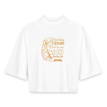 Joshua 1:9 - Be brave and strong - Boxy Women's Recycled 1/2 Sleeved T-Shirt by Stanley/Stella - white - Front - AI Model Female 172 dark (172cm)