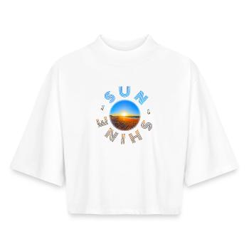 Sonnenuntergang am Strand Design - Boxy Frauen Recyceltes 1/2 Sleeved T-Shirt by Stanley/Stella - Weiß - Vorne - AI Model Female 172 dark (172cm)