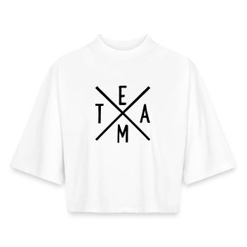 Team - Boxy Women's Recycled 1/2 Sleeved T-Shirt by Stanley/Stella - white - Front - AI Model Female 172 dark (172cm)