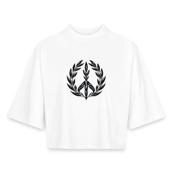 Laurel Wreath Peace - T-shirt femme coupe boxy recyclé manches mi-longues Stanley/Stella - blanc - Devant - AI Model Female 172 dark (172cm)