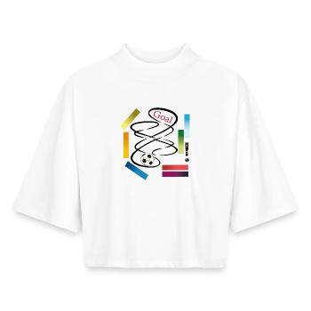But de football - T-shirt femme coupe boxy recyclé manches mi-longues Stanley/Stella - blanc - Devant - AI Model Female 172 dark (172cm)