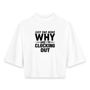 Encore un pourquoi et je me retire - T-shirt femme coupe boxy recyclé manches mi-longues Stanley/Stella - blanc - Devant - AI Model Female 172 dark (172cm)