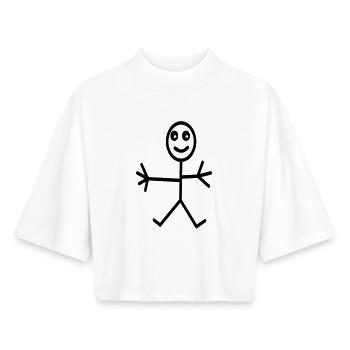 comic - Boxy Women's Recycled 1/2 Sleeved T-Shirt by Stanley/Stella - white - Front - AI Model Female 172 dark (172cm)