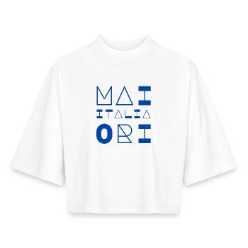 MAIORI-ITALIA - T-shirt femme coupe boxy recyclé manches mi-longues Stanley/Stella - blanc - Devant - AI Model Female 172 dark (172cm)