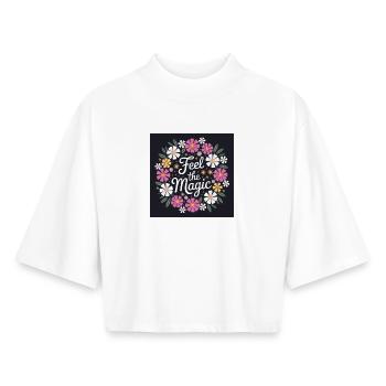Feel the Magic Blütenkranz - Boxy Frauen Recyceltes 1/2 Sleeved T-Shirt by Stanley/Stella - Weiß - Vorne - AI Model Female 172 dark (172cm)