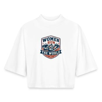 Frauen beherrschen die Welt - Boxy Frauen Recyceltes 1/2 Sleeved T-Shirt by Stanley/Stella - Weiß - Vorne - AI Model Female 172 dark (172cm)