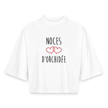 Orchid Wedding 55 years of marriage - Boxy Women's Recycled 1/2 Sleeved T-Shirt by Stanley/Stella - white - Front - AI Model Female 172 dark (172cm)
