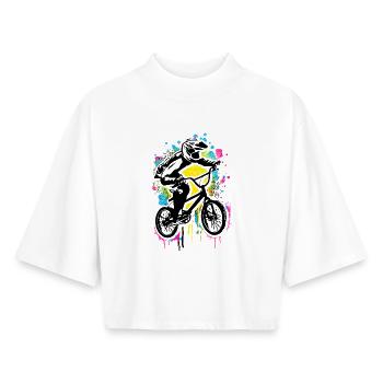 | de vélo Bmx Bmx Rider Vintage Coloré - T-shirt femme coupe boxy recyclé manches mi-longues Stanley/Stella - blanc - Devant - AI Model Female 172 dark (172cm)