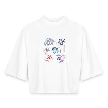 Floral ornament - Boxy Women's Recycled 1/2 Sleeved T-Shirt by Stanley/Stella - white - Front - AI Model Female 172 dark (172cm)