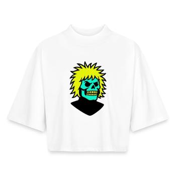 Skullman with a cool hairstyle - Boxy Women's Recycled 1/2 Sleeved T-Shirt by Stanley/Stella - white - Front - AI Model Female 172 dark (172cm)