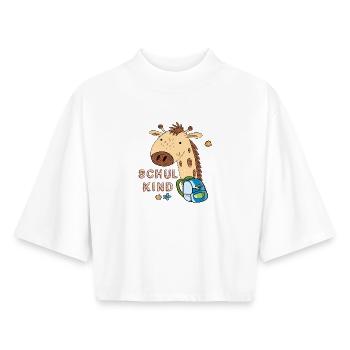 Cute Giraffe Back to School Design - Boxy Women's Recycled 1/2 Sleeved T-Shirt by Stanley/Stella - white - Front - AI Model Female 172 dark (172cm)