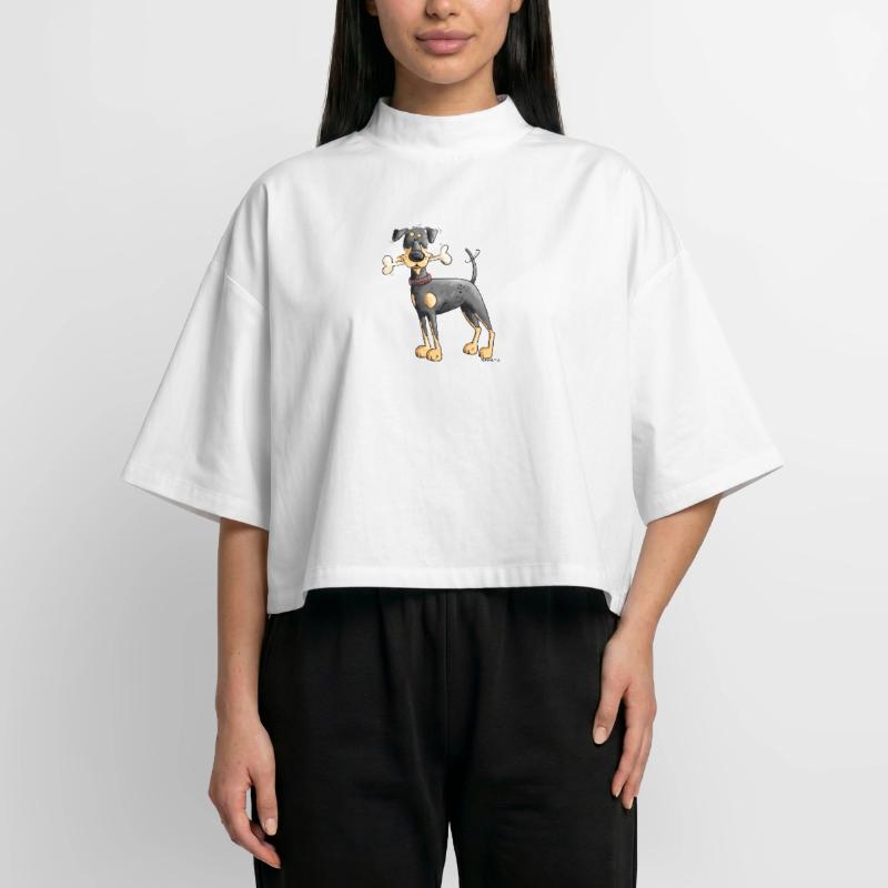 Dobermann Oder Pinscher mit Knochen Boxy Frauen Recyceltes 1/2 Sleeved T-Shirt by Stanley/Stella