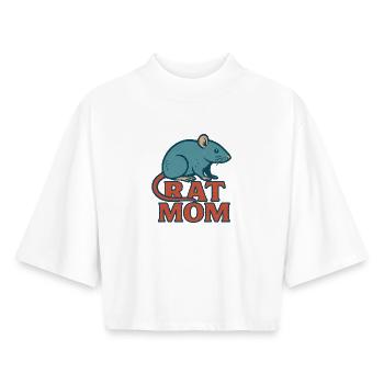 Humorous Rat Mom Graphic T-Shirt - Boxy Women's Recycled 1/2 Sleeved T-Shirt by Stanley/Stella - white - Front - AI Model Female 172 dark (172cm)