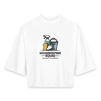 Lustiges Putzen Design - Boxy Frauen Recyceltes 1/2 Sleeved T-Shirt by Stanley/Stella - Weiß - Vorne - AI Model Female 172 dark (172cm)