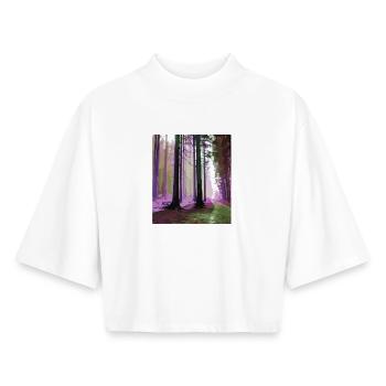 Forêt de nuages hantée - T-shirt femme coupe boxy recyclé manches mi-longues Stanley/Stella - blanc - Devant - AI Model Female 172 dark (172cm)
