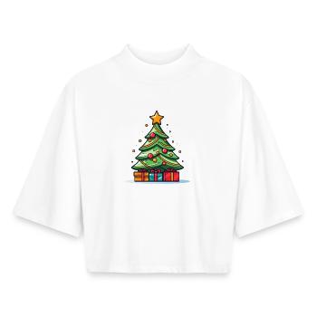 Arbre de Noël vibrant avec splendeur de cadeaux - T-shirt femme coupe boxy recyclé manches mi-longues Stanley/Stella - blanc - Devant - AI Model Female 172 dark (172cm)