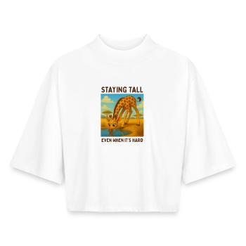Lustige Zitate - Boxy Frauen Recyceltes 1/2 Sleeved T-Shirt by Stanley/Stella - Weiß - Vorne - AI Model Female 172 dark (172cm)