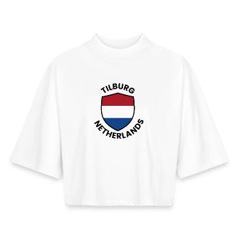 Bouclier de Tilburg, Pays-Bas - T-shirt femme coupe boxy recyclé manches mi-longues Stanley/Stella - blanc - Devant - AI Model Female 172 dark (172cm)