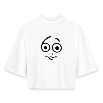 Aide, il ya 60 ans! - T-shirt femme coupe boxy recyclé manches mi-longues Stanley/Stella - blanc - Devant - AI Model Female 172 dark (172cm)