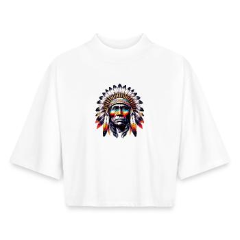 Amerikanischer Indianer Amerikaner - Boxy Frauen Recyceltes 1/2 Sleeved T-Shirt by Stanley/Stella - Weiß - Vorne - AI Model Female 172 dark (172cm)
