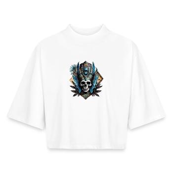 Skull that embodies the mystical aura - Boxy Women's Recycled 1/2 Sleeved T-Shirt by Stanley/Stella - white - Front - AI Model Female 172 dark (172cm)